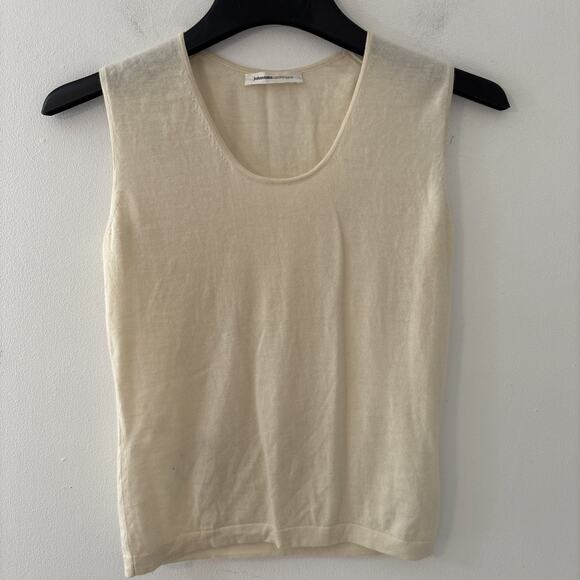 Johnstons Cashmere Sleeveless Sweater Tank Basic Layering Small Ivory Off White - Picture 8 of 8